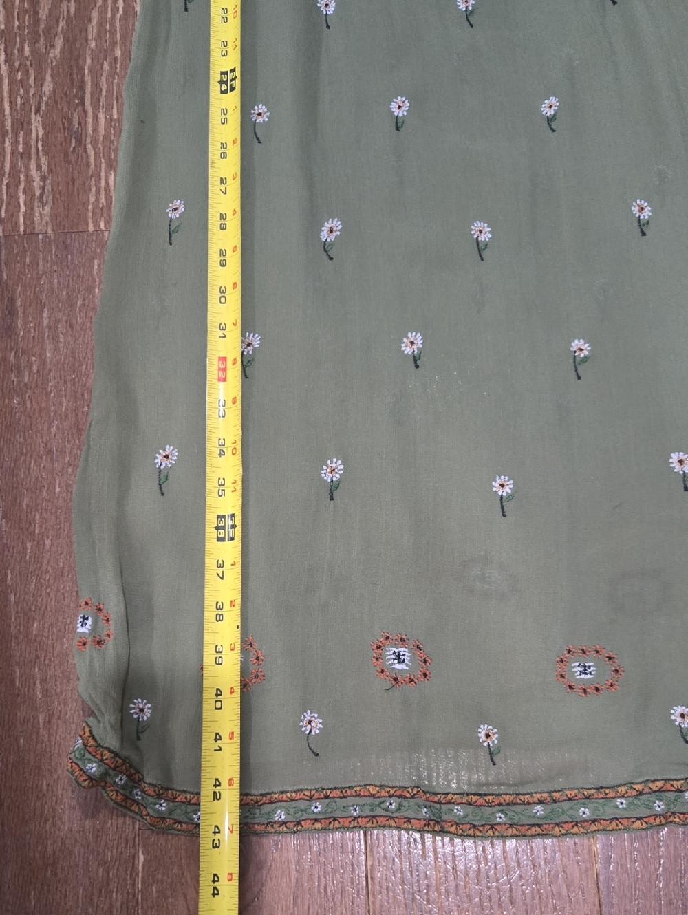 Embroidered Olive Green Dress - Medium - Picture 9 of 9